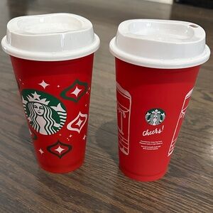 Starbucks Festive Red and White Cups NWOT